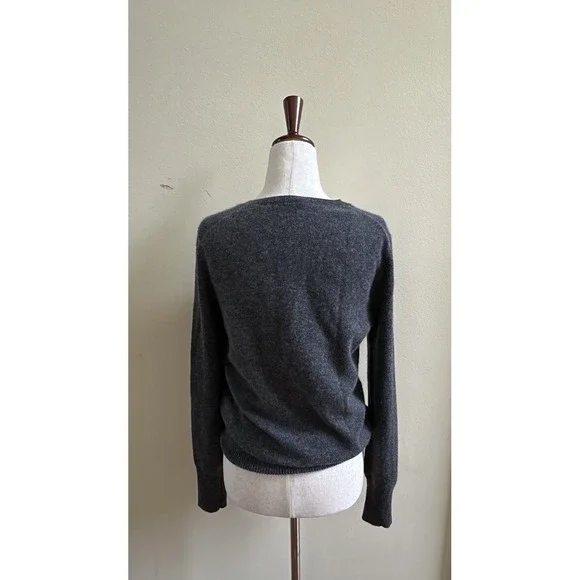 Halogen 100% Cashmere Sweater Women's Small V-Neck Heathered Gray - Picture 3 of 11